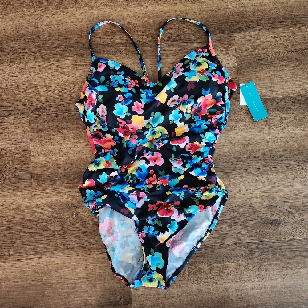 Aqua Green Women's Swim Aqua Green Plus Size One Piece Floral Print Bathing Suit